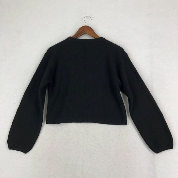 One Step Up Women's Size Small Black Silk Angora Wool Blend Cardigan Sweater - Picture 10 of 10